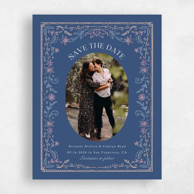 Dark Cobalt, Blue Wedding Save the Date - Maglorie Photo