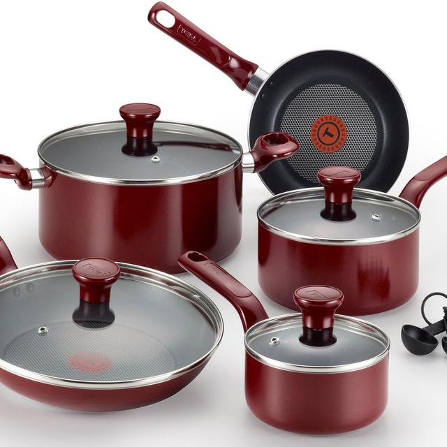Nonstick Cookware Set, 14-Piece, Red