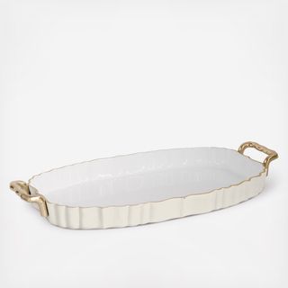 Encanto Vintage Fluted Oval Tray with Handle