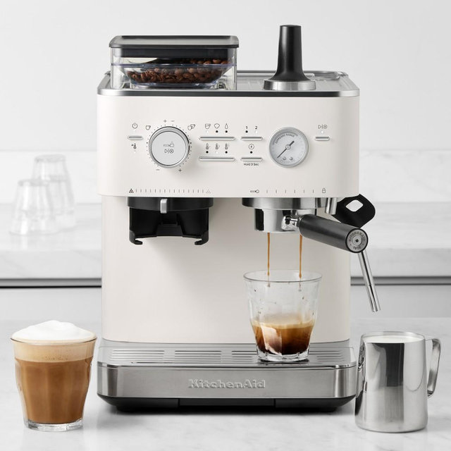 KitchenAid® Semi Automatic Espresso Machine with Grinder, Porcelain