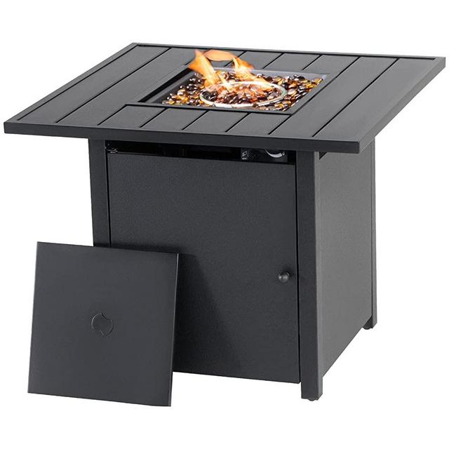 Lausaint Home Fire Pit Table 31 Inch Propane Fire Pit,40000BTU Outdoor Auto-Ignition Rectangular Fire Table, CSA Certification Patio Table with Lid for Backyard, Garden, Camping,Courtyard,Deck