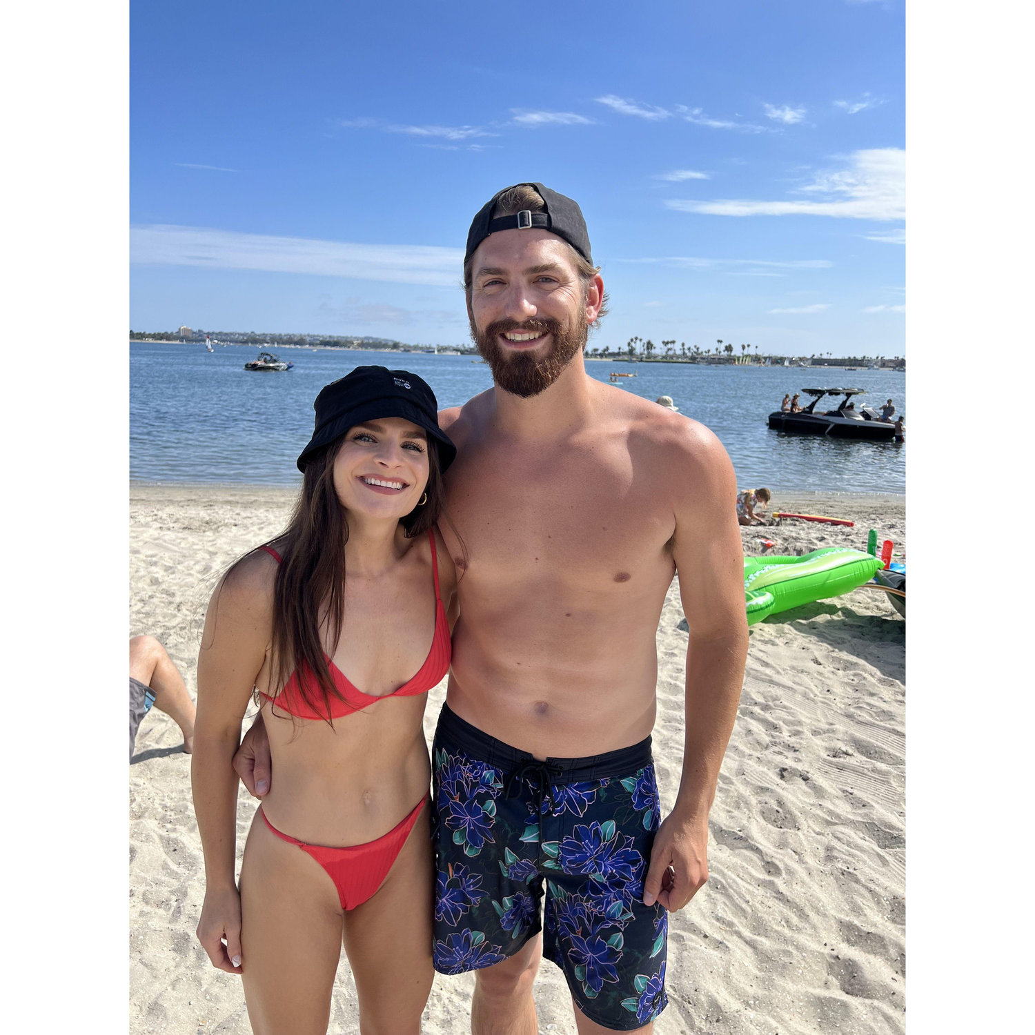 Our very first picture we took together! Hanging with Chesi's friends at the bay!