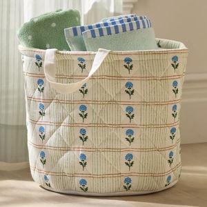Quilted Block Print Basket - Tess Floral