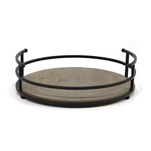 Stratton Home Décor Stratton Home Decor Metal and Wood Tray, 12.00" W X 12.00" D X 3.25" H, Black