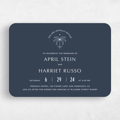 Blue Rounded Wedding Invitation - Monraz Landscape