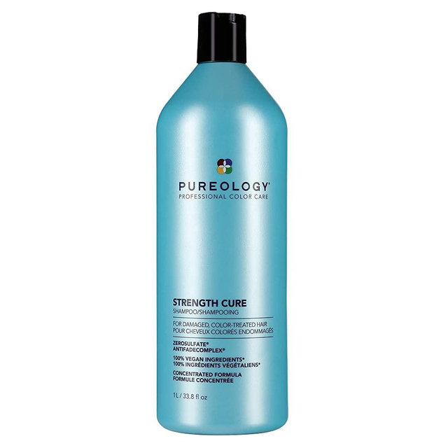 Pureology Strength Cure Shampoo | For Damaged, Color-Treated Hair | Fortifies & Strengthens Hair | Sulfate-Free | Vegan