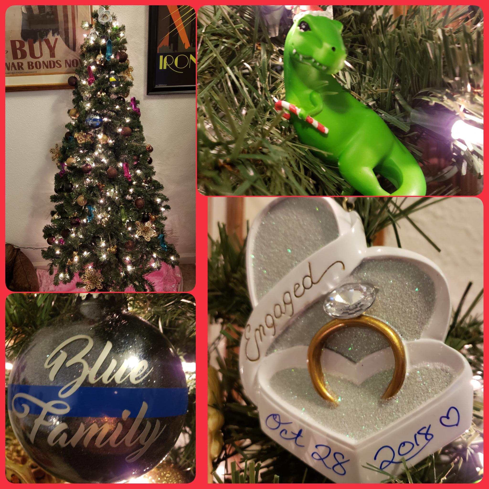 Our first Christmas together. I only had this small tree and we put it up together.. Until Garrison decided we needed a bigger one...