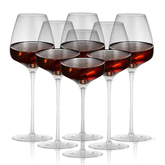 Berkware Luxurious Long Stem Wine Glasses - 12 oz, Set of 6