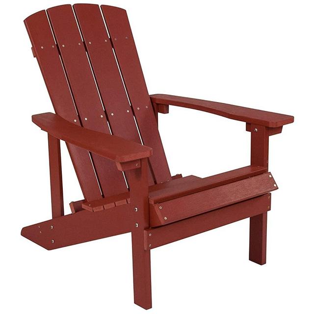 Flash Furniture Charlestown All-Weather Adirondack Chair in Red Faux Wood