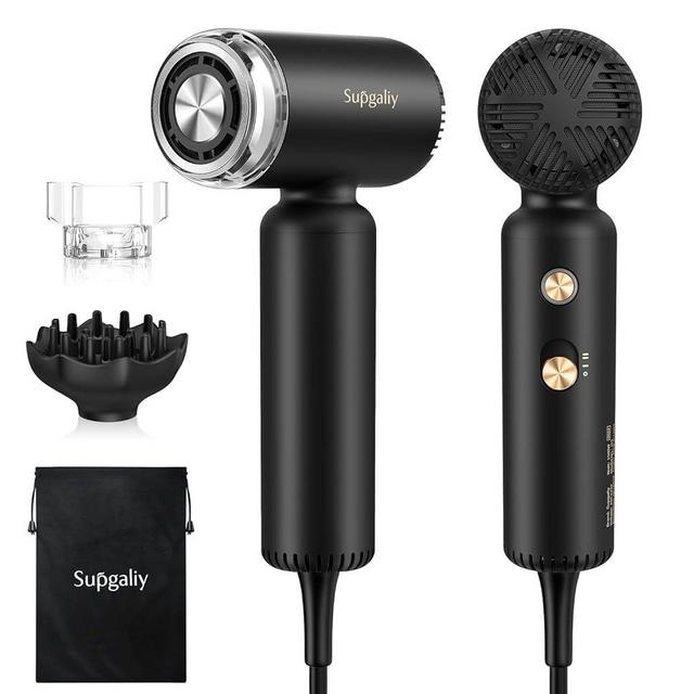 SUPGALIY Dual Voltage Hair Dryer, High-Speed Ionic Blow Dryer for Fast Drying, Travel Compact Hair Blow Dryer with Magnetic Curly Diffuser for Home, Portable Hairdryer International 110-240V