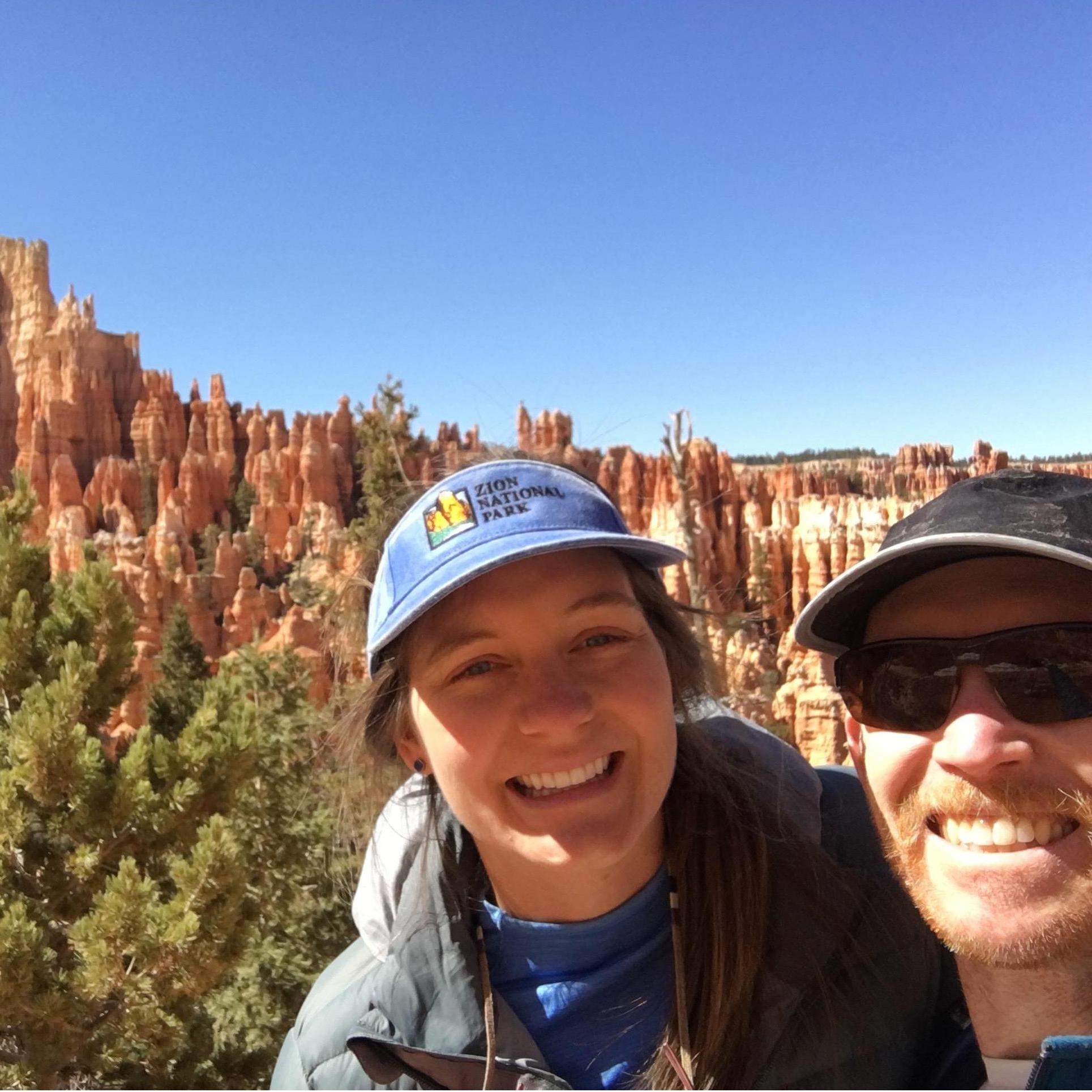 Bryce Canyon! You might be able to tell we both look pretty sleepy - Ellen was fighting off mononucleosis, and Tom had just gotten off five days of trauma surgery!