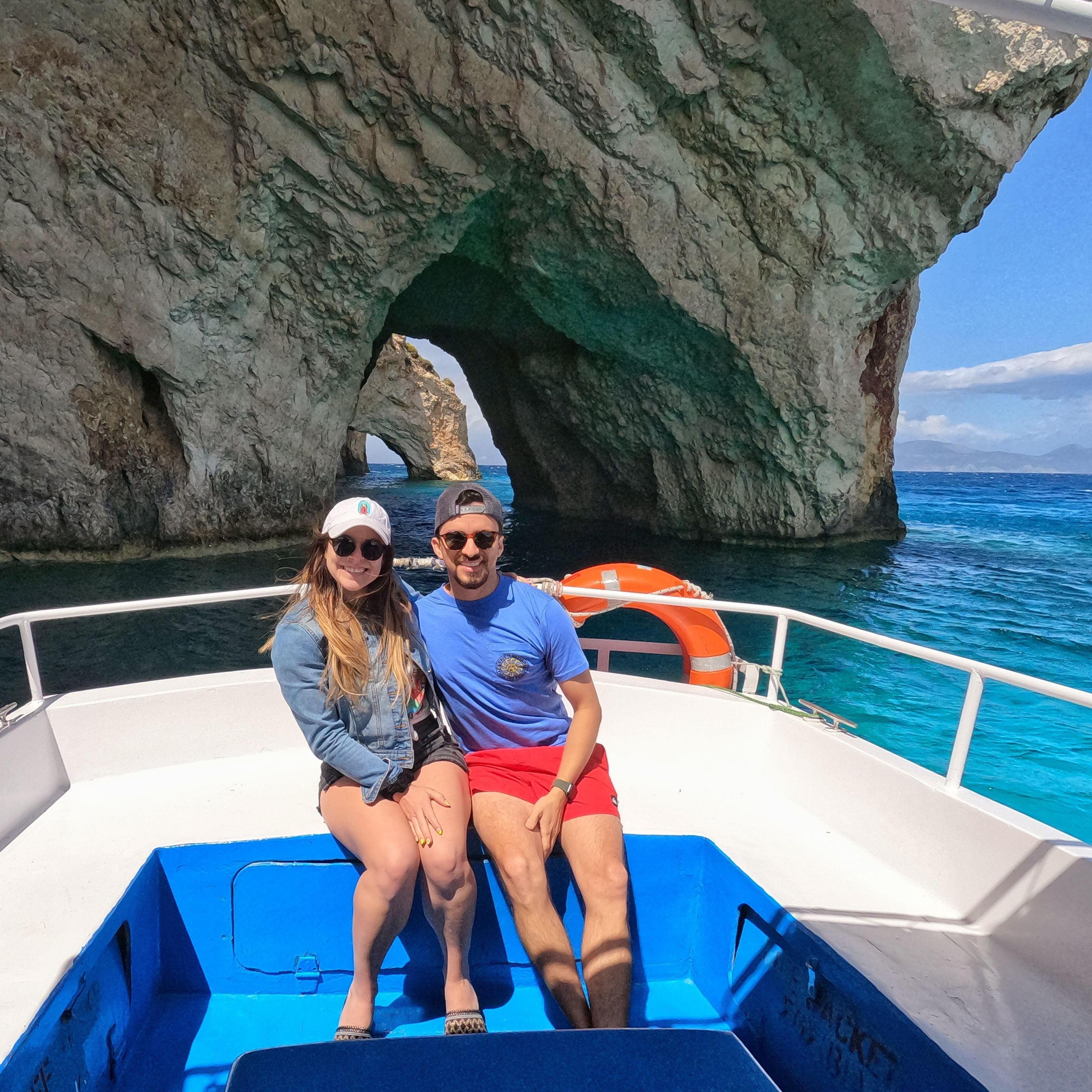 Exploring blue caves in Greece.