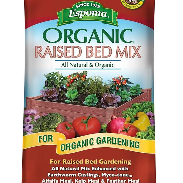 Espoma Organic Raised Bed Mix - All Natural and Organic Potting Soil Mix for Growing Vegetables and Herbs in Raised Garden Beds. for Organic Gardening.1.5 Cubic Foot Bag