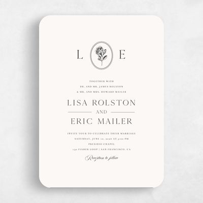 Beige Rounded Wedding Invitation - Grandiflora Classic