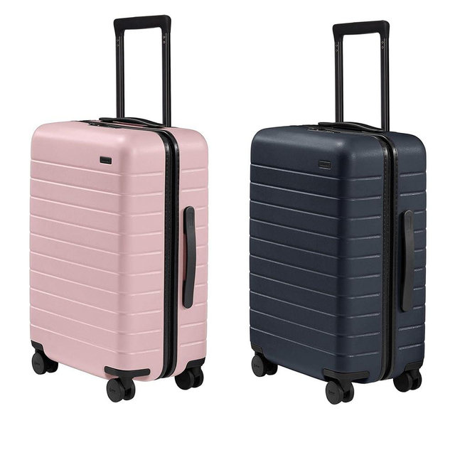 Away Bigger Carry-On Luggage Set - Hardside Suitcase with Spinner Wheels,His & Hers Travel Set, Blush Pink & Navy Blue