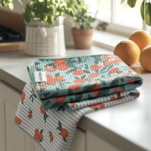 RECYCO Waffle Kitchen Towel Set of 2 - Quick Dry Microfiber Sustainable Dish Towels - Ultra Absorbent Reusable Cleaning Tea Towels - Lightweight Hand Towels,16”x 28”, Clementine Grove