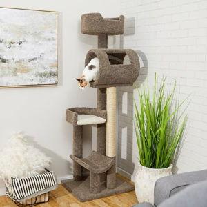 FRISCO 69-in Real Carpet Solid Wood Cat Tree, Gray - Chewy.com