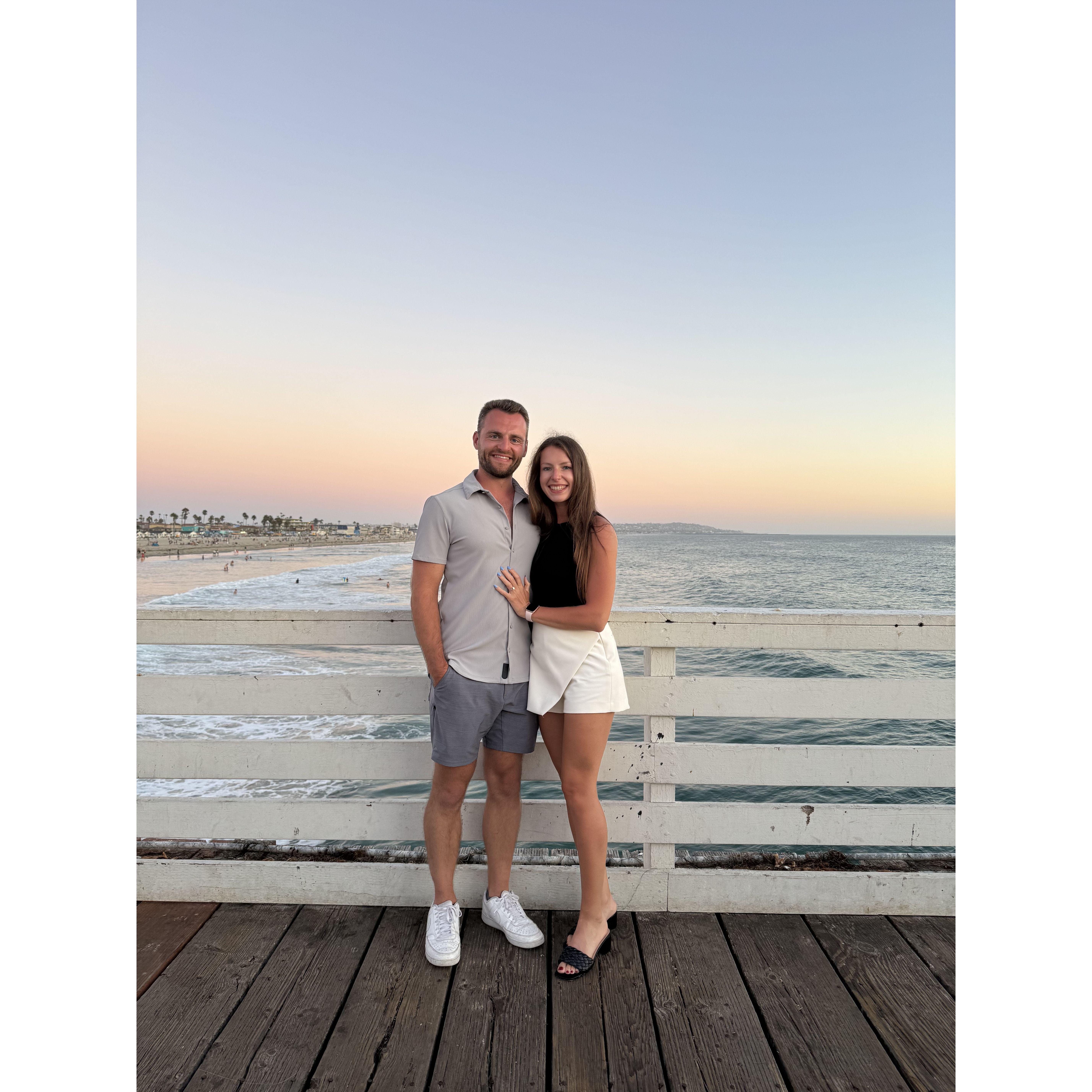Sunset walk on the pier in San Diego.