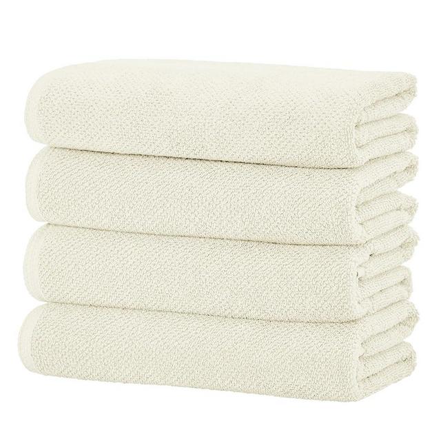 Great Bay Home Ivory Bath Towels - 100% Cotton 4 Pack 54x27 Bath Towel Set - Absorbent, Quick-Drying, Durable Towels for Bathroom Decor - Low-Twist, Two-Ply Fibers