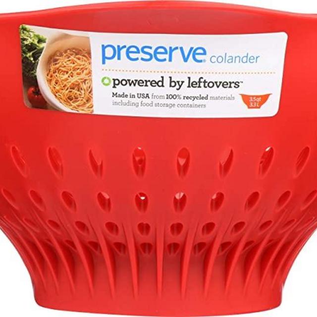 Preserve Made from Recycled Plastic Large Colander, 3.5 Quart Capacity, Red