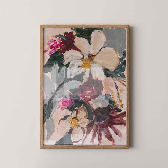 Hand-Painted, Original Art on canvas, Loose Flower Painting with a Boho Style Feel