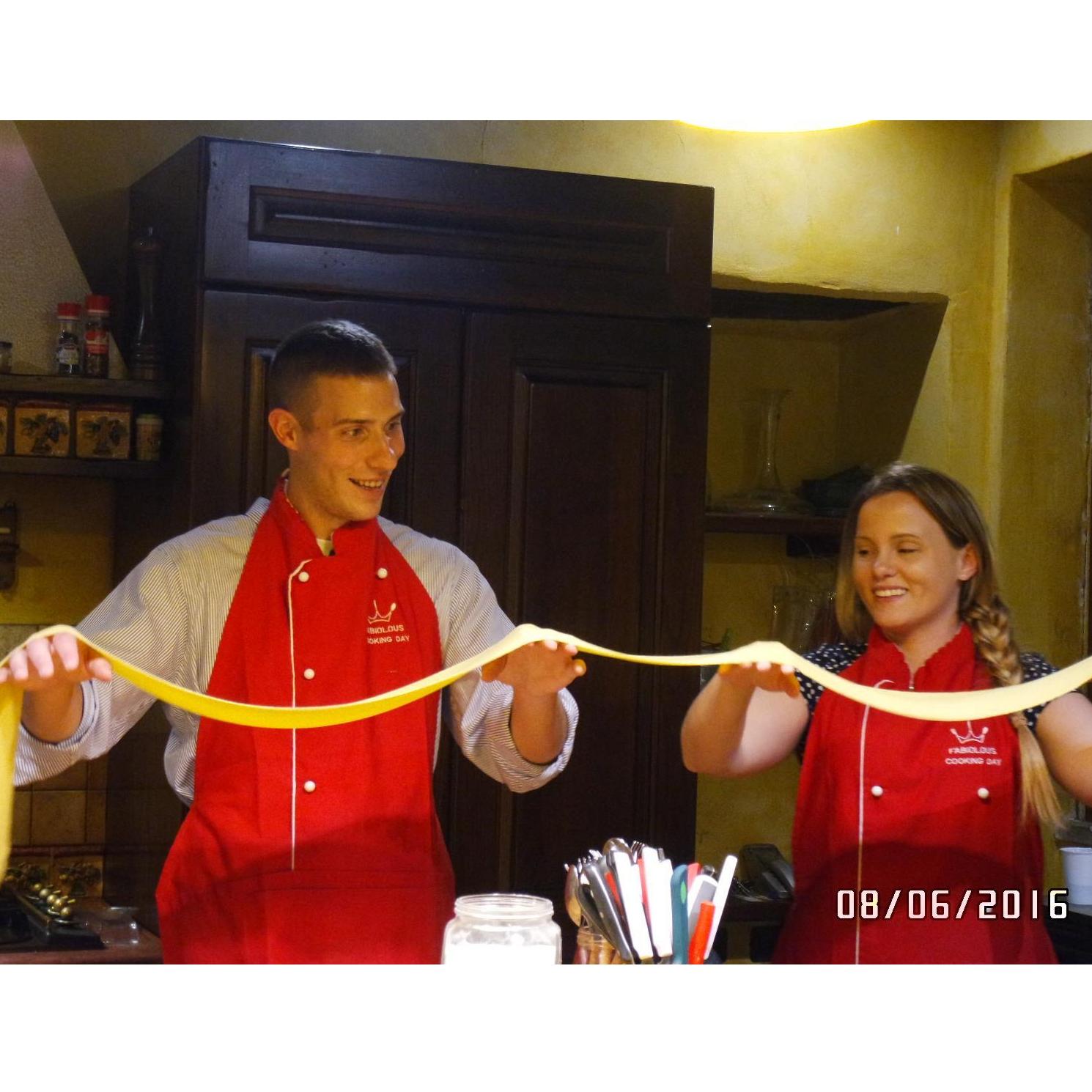 Making pasta together in Mazzano Romano, Italy.