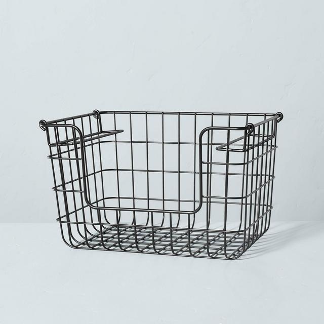 Large Stacking Wire Storage Basket Matte Black - Hearth & Hand™ with Magnolia