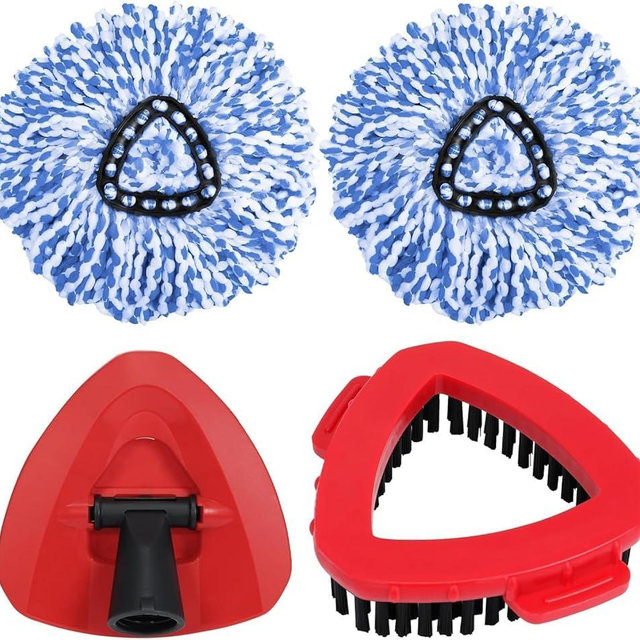 4 Pack Spin mop Replacement Head, Spin mop Scrub Brush,Microfiber Mop Refills, Easy to Replace,for Bathroom,Kitchen,Tub and Tile,Easy Cleaning,Suitable for Ocedar RinseClean 2-Tank System Spin Mop (A)