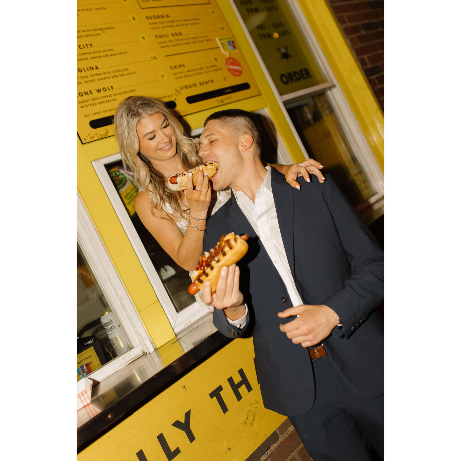 The first night we met, we had hot dogs from this place called Daddy's Dogs so of course we had to reenact it!