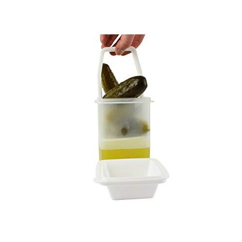 Home-X - Pickle Storage Container with Strainer Insert, The Ultimate Kitchenware Food Saver for Preserving and Keeping Edibles Fresh, White
