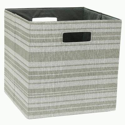 Cube Storage Bin Tan Stripe 13" - Threshold&#8482;