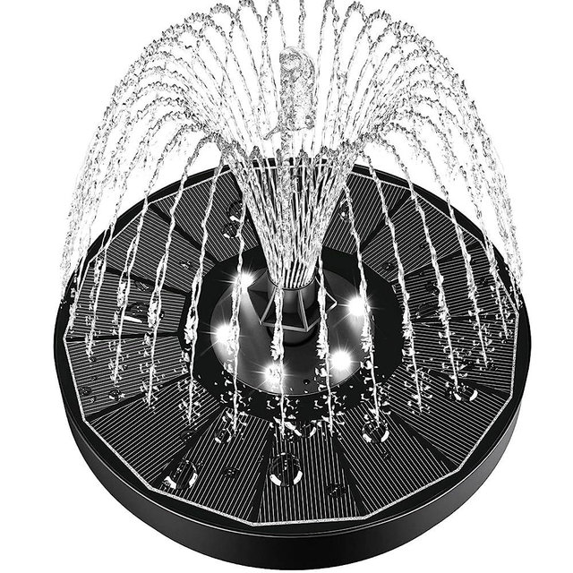 SZMP Solar Water Fountain Upgraded 100% Glass Panel, 3.5W Solar Powered Fountain Built-in 2000 Battery with 7 Nozzle & 4 Fixer, Solar Fountain Pump for Bird Baths, Pond, Fish Tank, Outdoor (White)