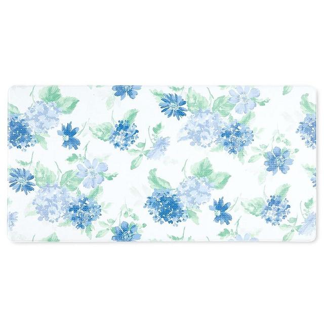 Martha Stewart Amber Floral Daisy Stripe Reverisble Water Resistant Kitchen Mat, Blue/Purple, 20"x39"
