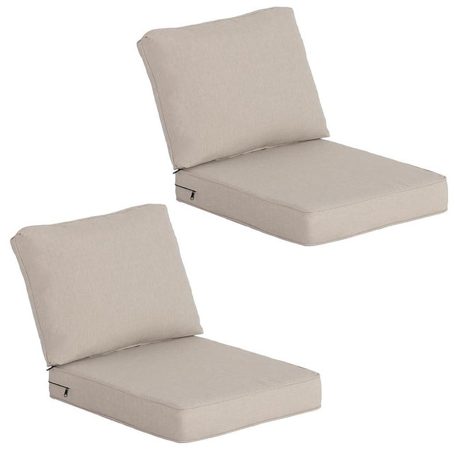 COZYVIDA Outdoor Deep Seat Cushion Set of 2,24" x 27.5"x4.5" Patio Cushions Resilient Foam Filling, Water-Resistant Stain-Resistant UV-Resistant 1000+ Hrs, Weather Resistant,YKK Zippers,Putty