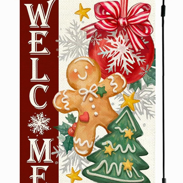 RABUSOFA Christmas Gingerbread Man Garden Flag 12x18 Inch Double Sided Outside, Christmas Tree Winte Decor Welcome Winter Holiday Yard Outdoor Decorative Flag Small(4)