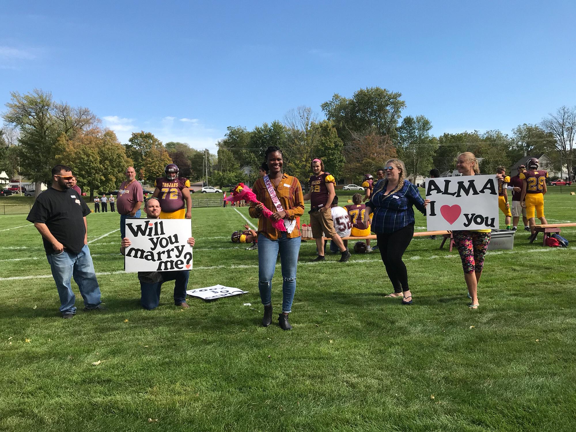 Surprise proposal at MSAD homecoming (9.30.2017)