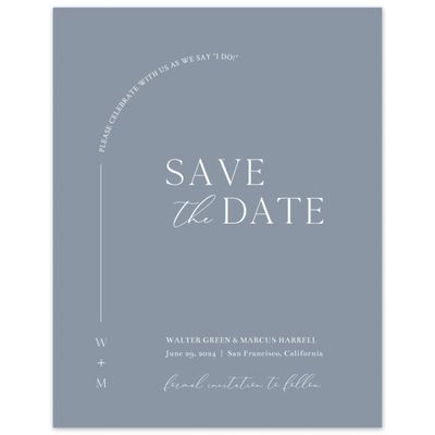 Dusty Blue Wedding Digital Save the Date - Olaya Portrait