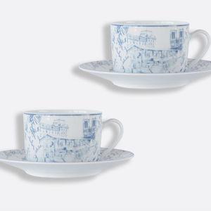 Set of tea cups and saucers 5 oz Tout Paris | Bernardaud Porcelain, Set of 2