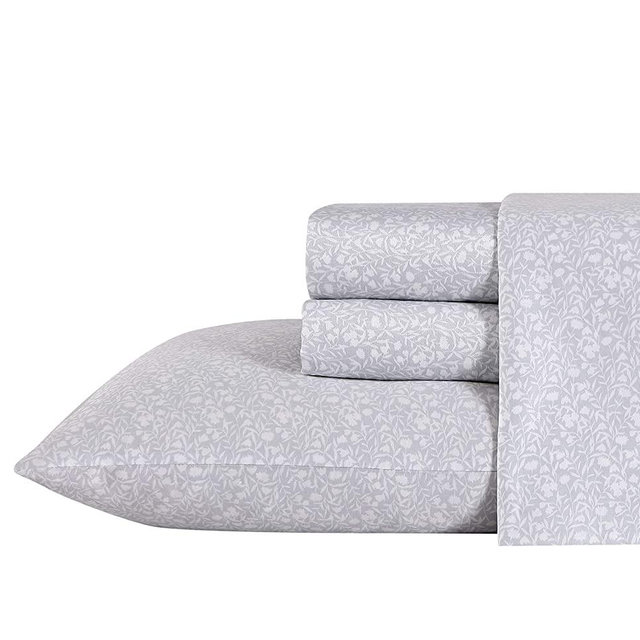 Laura Ashley Home - Sateen Collection - Sheet Set - 100% Cotton, Silky Smooth & Luminous Sheen, Wrinkle-Resistant Bedding, Queen, Winnie
