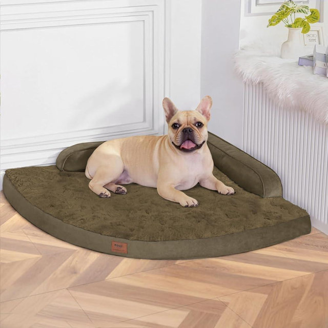 MEKIY Large Orthopedic Dog Bed with Sides Big Dog Beds with Removable Washable Cover Non-Slip Waterproof Pet Bed for Medium Large Dogs - Light Coffee L