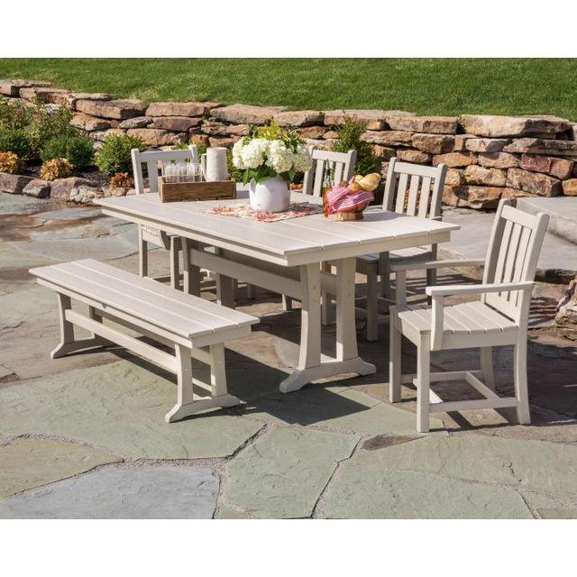 Traditional Garden 6-Piece Farmhouse Dining Set with Bench