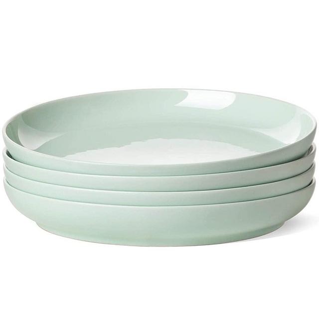LE TAUCI Dinner Plate 9 inch，Ceramic Salad plate sets for Pasta, Risotto, Fluffiest, Pancakes, set of 4, Sky blue