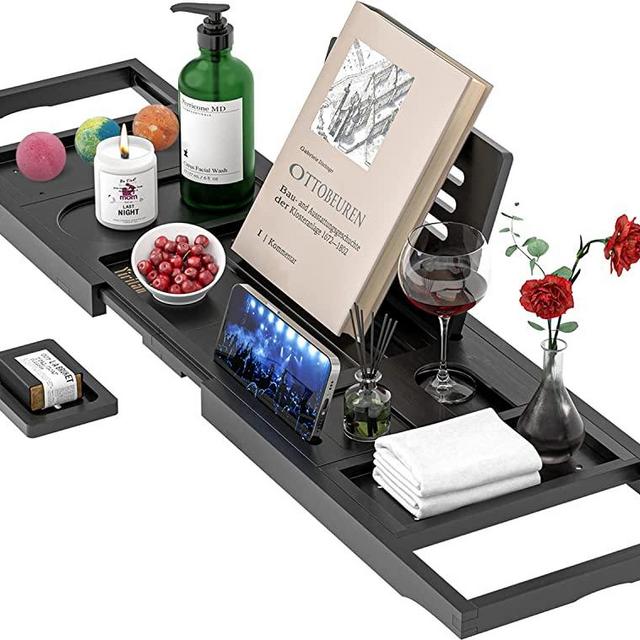 Luxury Bathtub Tray Caddy - Expandable Bath Tray - Unique House Warming Gifts, New Home, Anniversary & Wedding Gifts for Couple, Bridal Shower Gift for Women