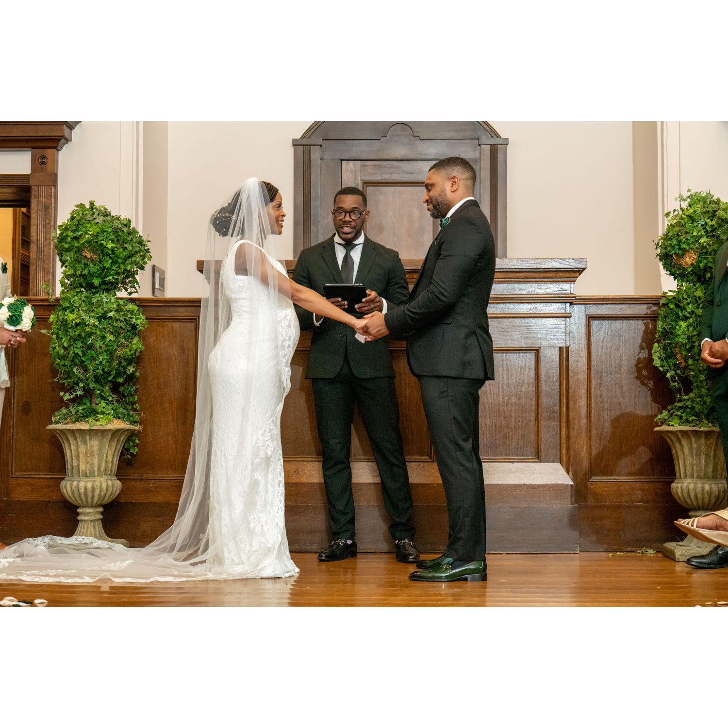 Bride and Groom at alter