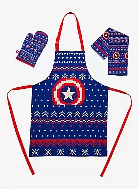 Captain America Apron and Oven Mitt Set