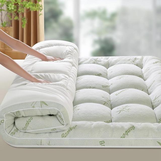 LIANLAM Bambu Mattress Topper King,1000 GSM Cooling Mattress Pad,2In Extra Thick Pillow Top Mattress Topper for Back Pain,Soft Mattress Protector Cover with 8"-18" Deep Pocket(78"x80")