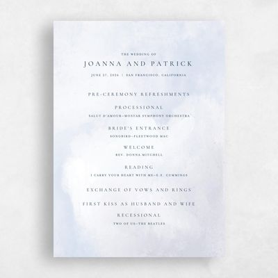 Blue Wedding Program - Carroway