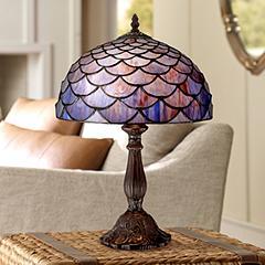 Blue Shell Tiffany Style 18" High Accent Table Lamp