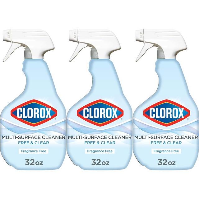 Clorox Free & Clear Multi Surface Cleaner, Spray Bottle, Fragrance Free, 32 Fluid Ounces, Pack of 3