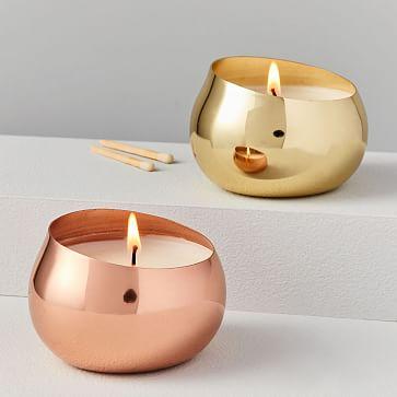 Angled Metal Mini Candles-Gold